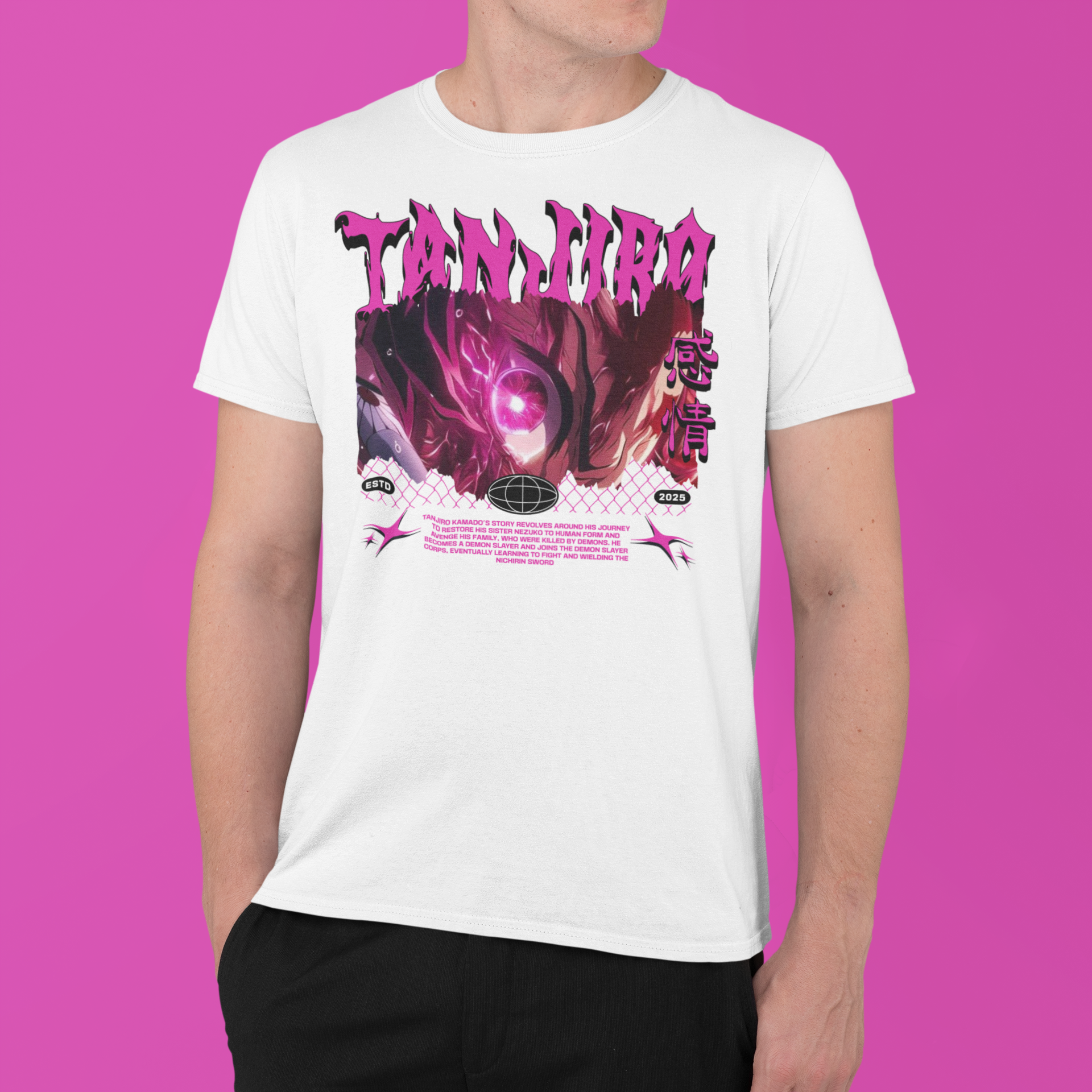 Demon Slayer: Tanjiro Kamado Pink Glow –  Anime T-Shirt / Hoodie / Sweater | Cool Anime Streetwear