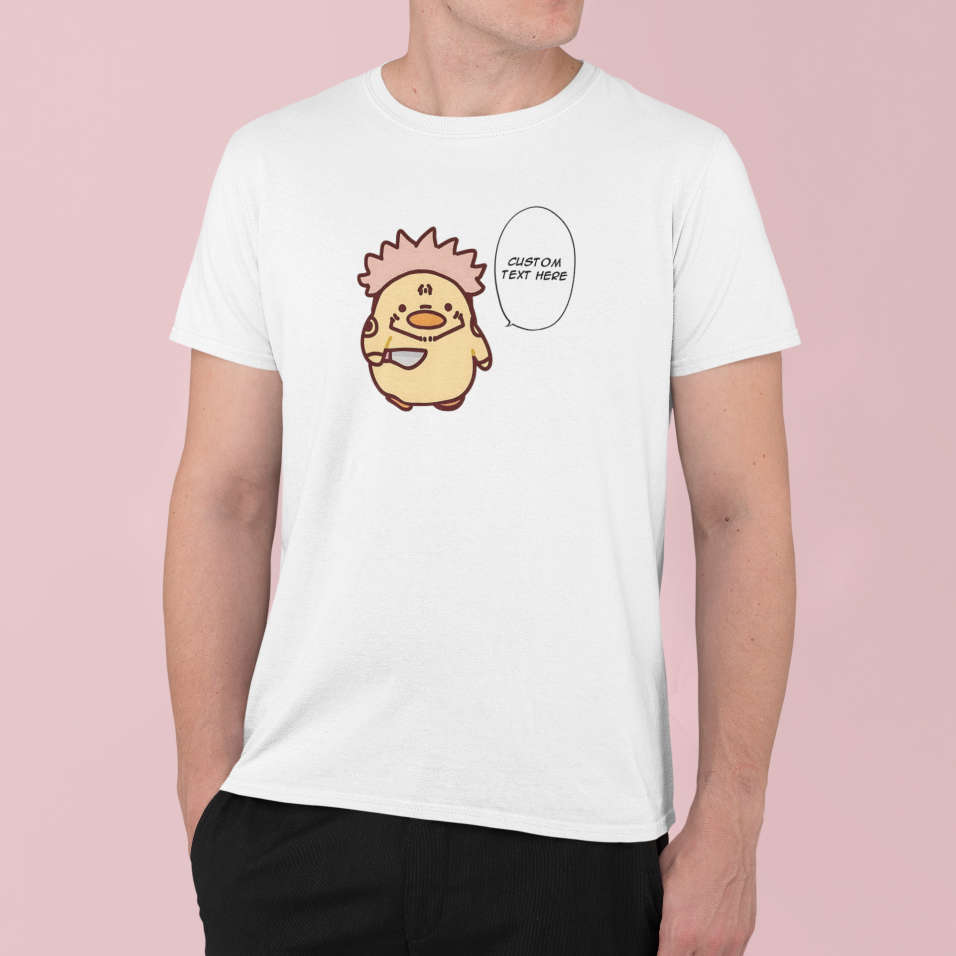 Sukuna Duck Chibi: CUSTOM text –  Jujutsu Kaisen T-Shirt / Hoodie / Sweater | Cute Anime Streetwear