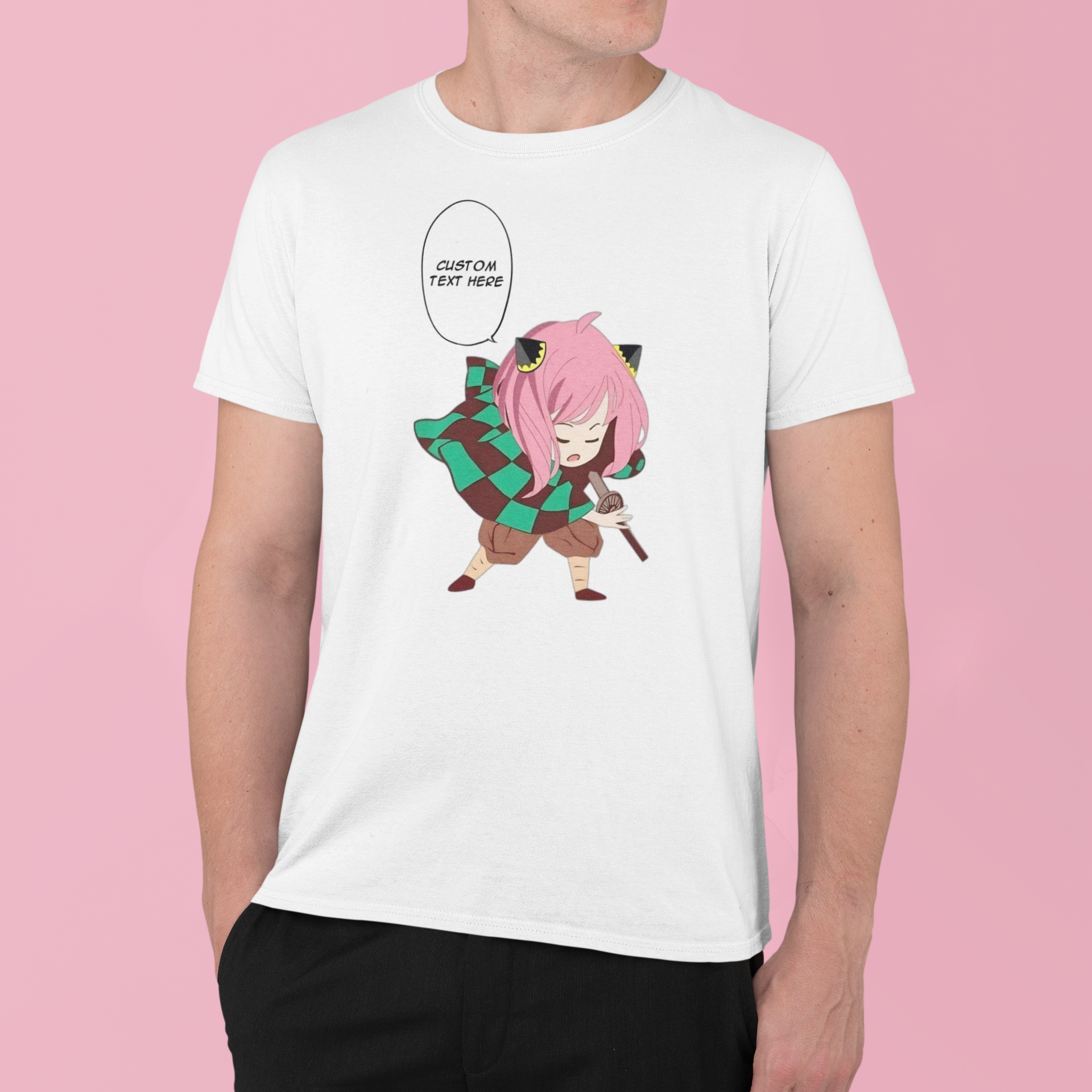 Spy x Family (Demon Slayer): Anya Forger CUSTOM text –  Anime T-Shirt / Hoodie / Sweater | Cute Anime Streetwear