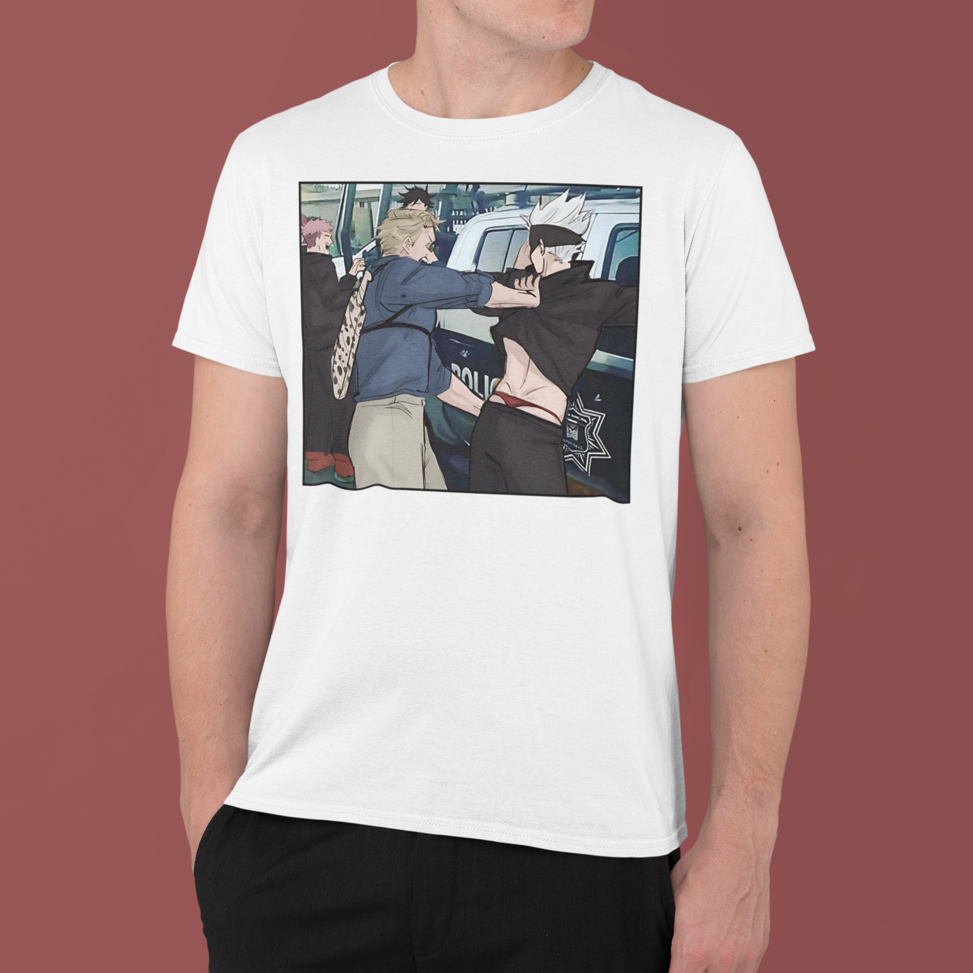Gojo Satoru arrested by Nanami Kento : Jujutsu Kaisen Funny T-Shirt / Hoodie / Sweater | Cute Anime Streetwear