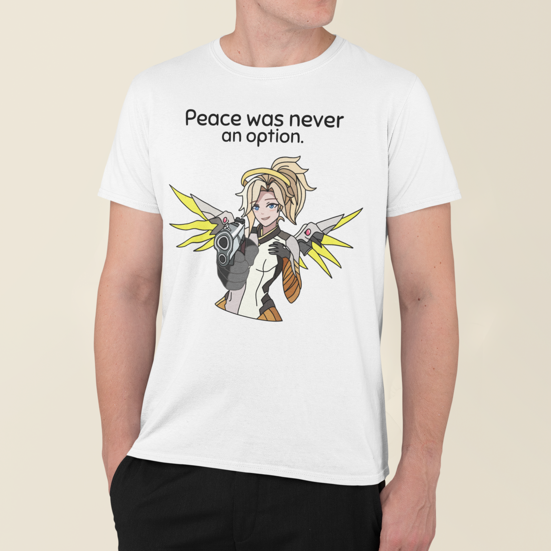 Mercy Overwatch: 'Peace was never an option' Funny T-Shirt Mercy T-Shirt / Hoodie / Sweatshirt | Gaming Streetwear