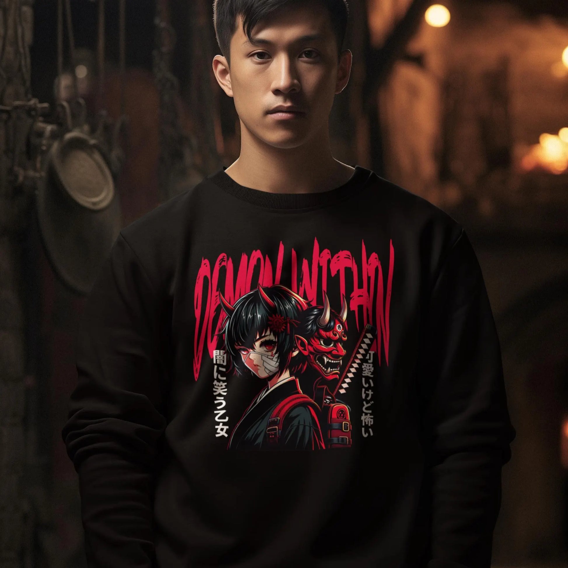 Demon Within – Japanese Anime Oni Girl T-Shirt / Hoodie / Sweater | Dark Mythic Streetwear Demoncore Aesthetic