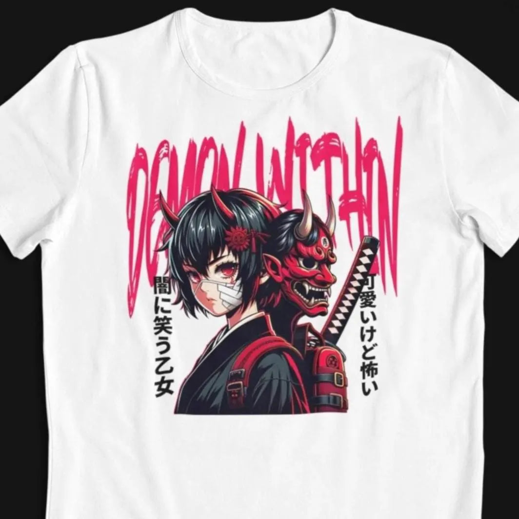 Demon Within – Japanese Anime Oni Girl T-Shirt / Hoodie / Sweater | Dark Mythic Streetwear Demoncore Aesthetic