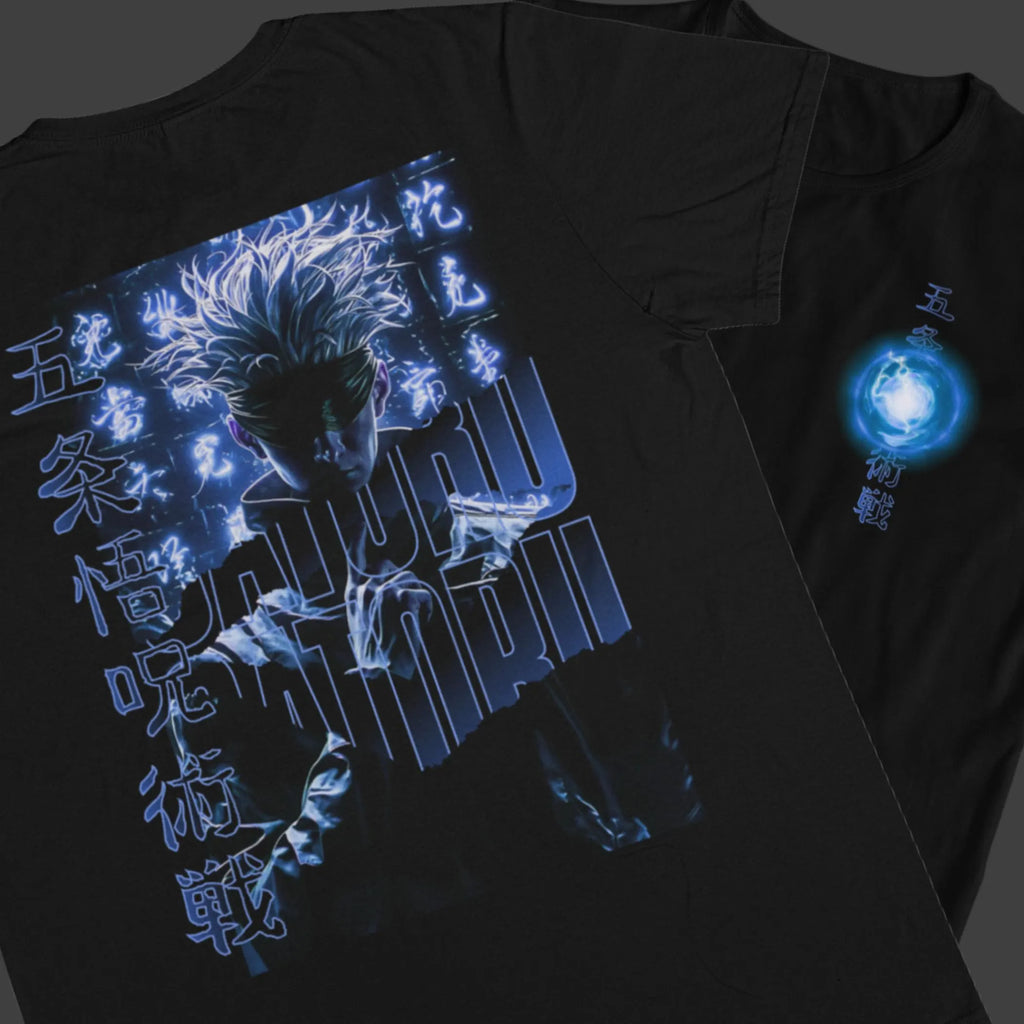 Jujutsu Kaisen: Satoru Gojo –  Anime Neon T-Shirt / Hoodie / Sweater Front & Back Graphic Tee | Anime Streetwear