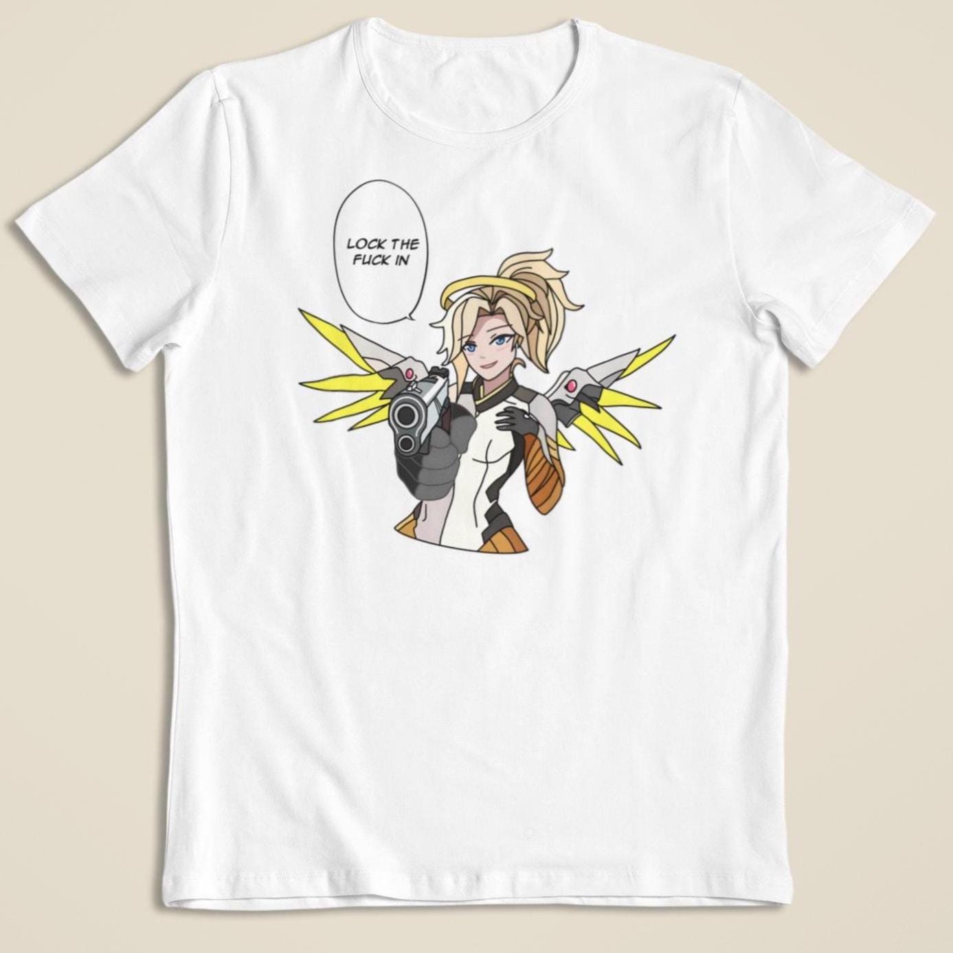 Mercy Overwatch: CUSTOM text / 'Lock the fuck in' Funny T-Shirt / Hoodie / Sweater | Gaming Streetwear