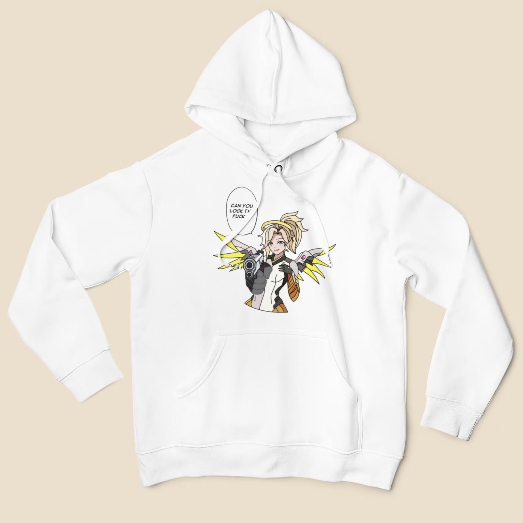 Mercy Overwatch: CUSTOM text / 'Lock the fuck in' Funny T-Shirt / Hoodie / Sweater | Gaming Streetwear