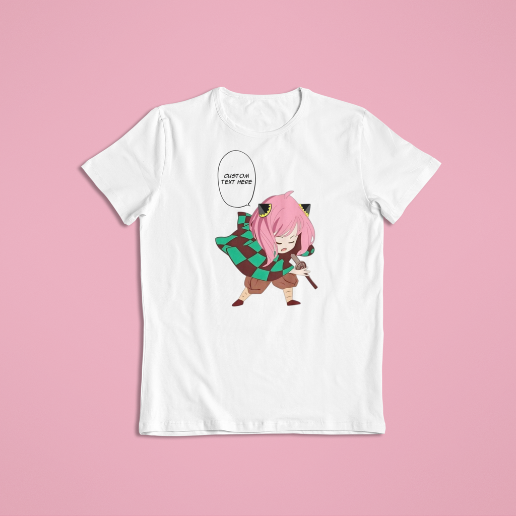 Spy x Family (Demon Slayer): Anya Forger CUSTOM text –  Anime T-Shirt / Hoodie / Sweater | Cute Anime Streetwear