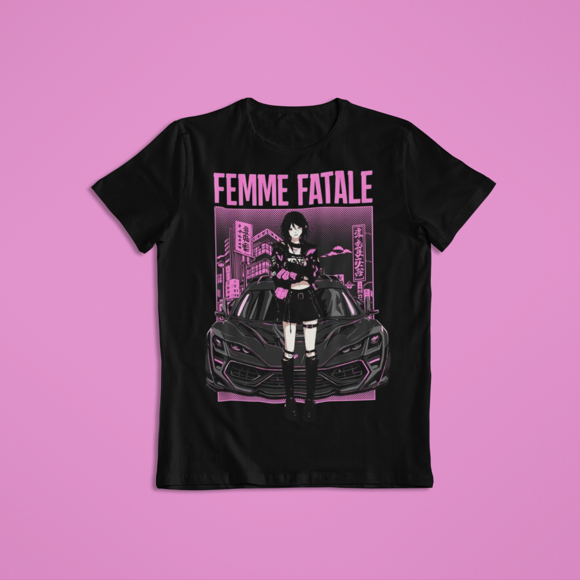 Femme Fatale: Car Girl –  Anime T-Shirt / Hoodie / Sweater | Cool Anime Tokyo-Style Cyber-Punk Streetwear