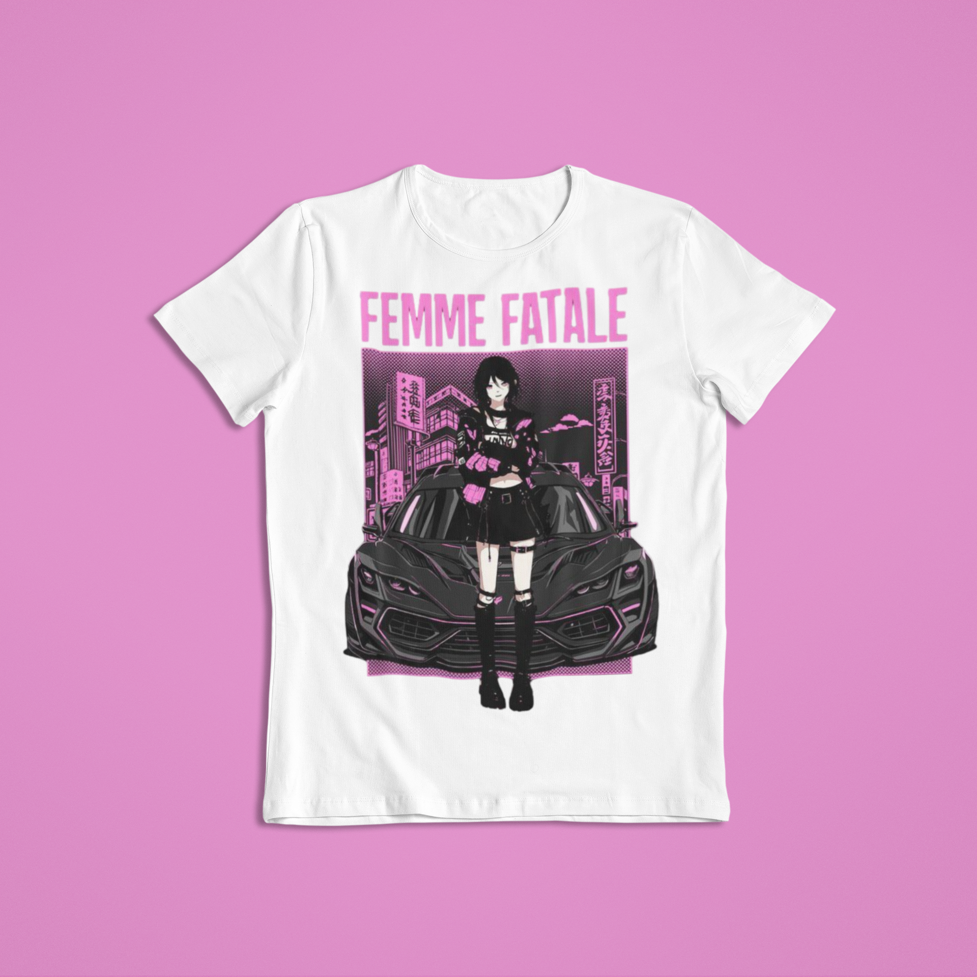 Femme Fatale: Car Girl –  Anime T-Shirt / Hoodie / Sweater | Cool Anime Tokyo-Style Cyber-Punk Streetwear