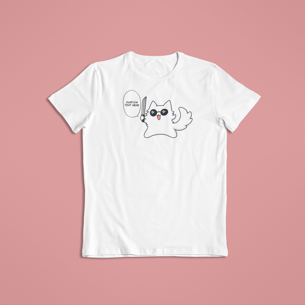 Gojo Satoru Cat Chibi: CUSTOM text –  Jujutsu Kaisen T-Shirt / Hoodie / Sweater | Cute Anime Streetwear