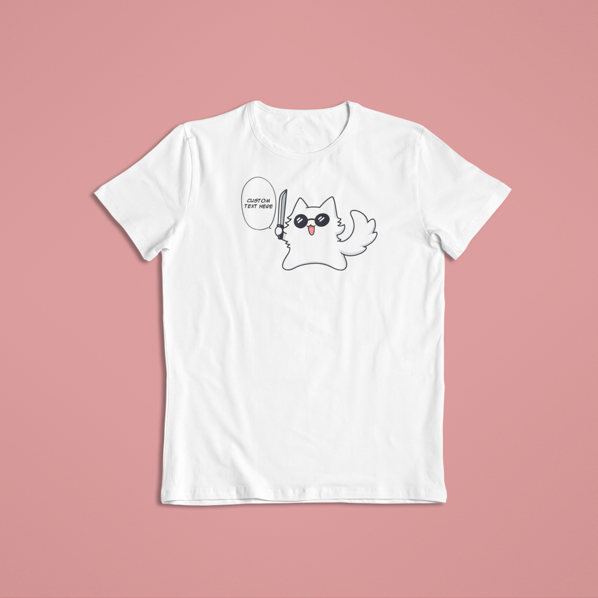Gojo Satoru Cat Chibi: CUSTOM text –  Jujutsu Kaisen T-Shirt / Hoodie / Sweater | Cute Anime Streetwear