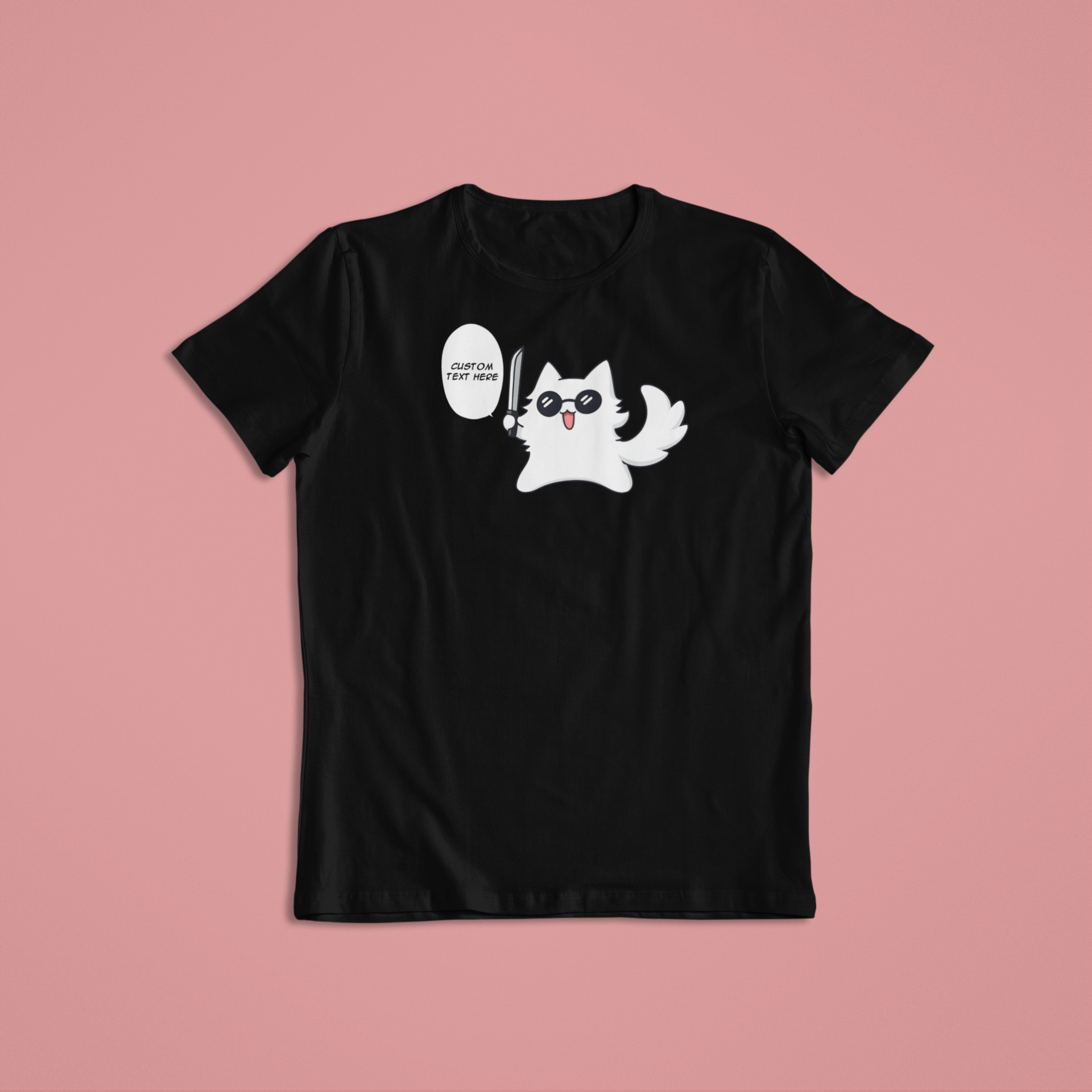 Gojo Satoru Cat Chibi: CUSTOM text –  Jujutsu Kaisen T-Shirt / Hoodie / Sweater | Cute Anime Streetwear