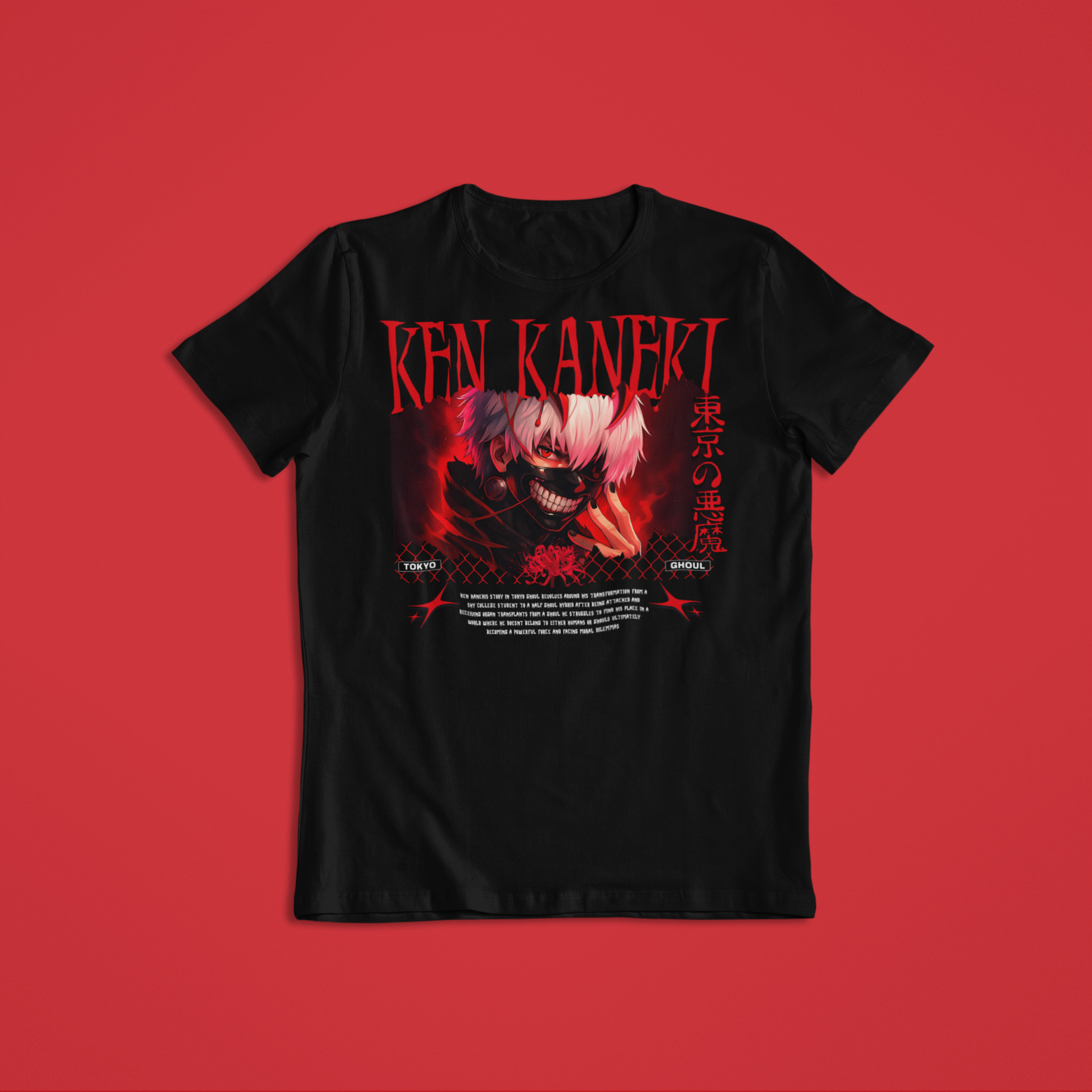 Tokyo Ghoul: Ken Kenaki –  Anime T-Shirt / Hoodie / Ken Kaneki Graphic Tee | Spider Lily themed Tokyo Ghoul Kaneki Streetwear