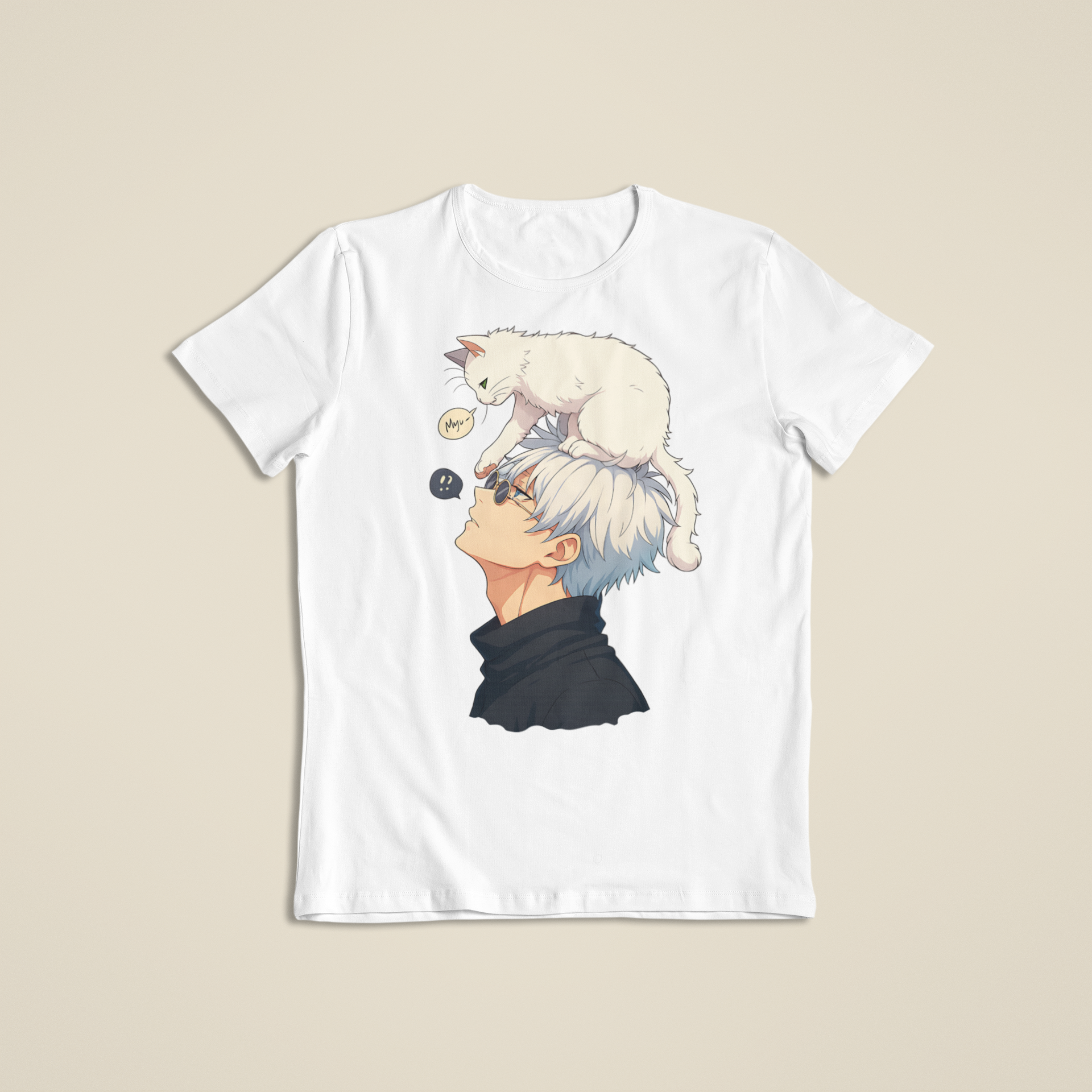 Jujutsu Kaisen: Satoru Gojo & Kitty –  Anime T-Shirt / Hoodie / Gojo With Cat Graphic Tee | Jujutsu Kaisen Streetwear