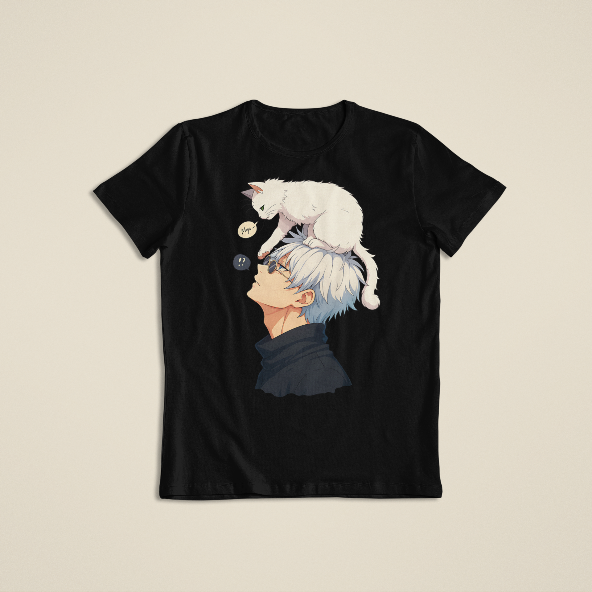 Jujutsu Kaisen: Satoru Gojo & Kitty –  Anime T-Shirt / Hoodie / Gojo With Cat Graphic Tee | Jujutsu Kaisen Streetwear