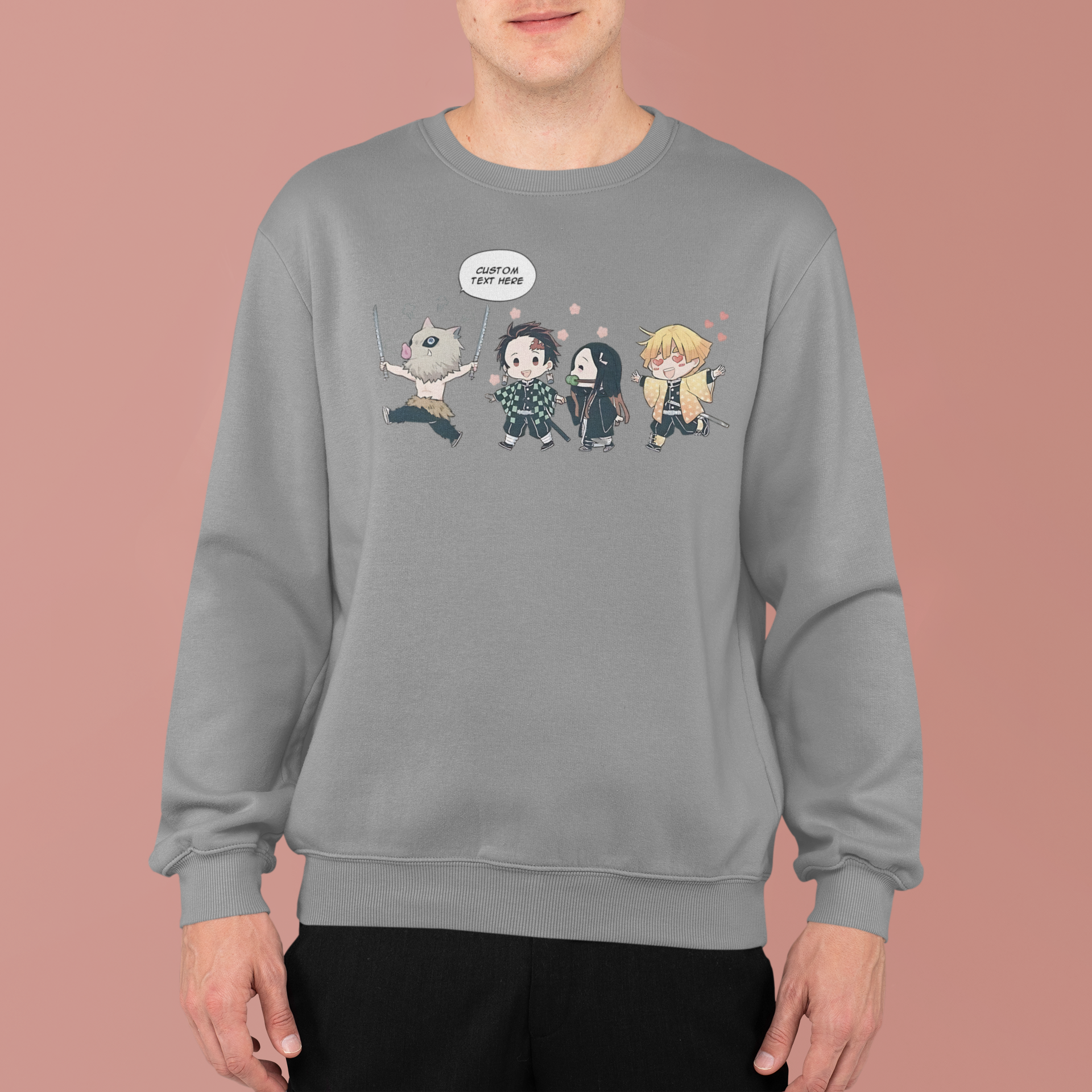 Demon Slayer Chibi: CUSTOM text –  Anime T-Shirt / Hoodie / Sweater | Cool Anime Streetwear