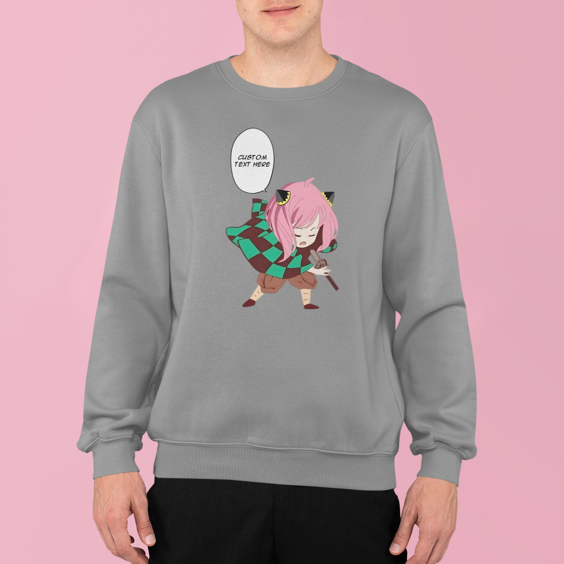 Spy x Family (Demon Slayer): Anya Forger CUSTOM text –  Anime T-Shirt / Hoodie / Sweater | Cute Anime Streetwear